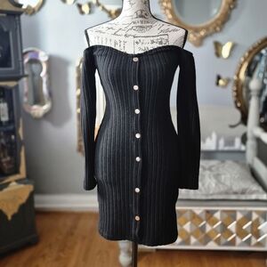 NWOT Black Off-Shoulder Whimsigoth Bodycon Dress Medium
